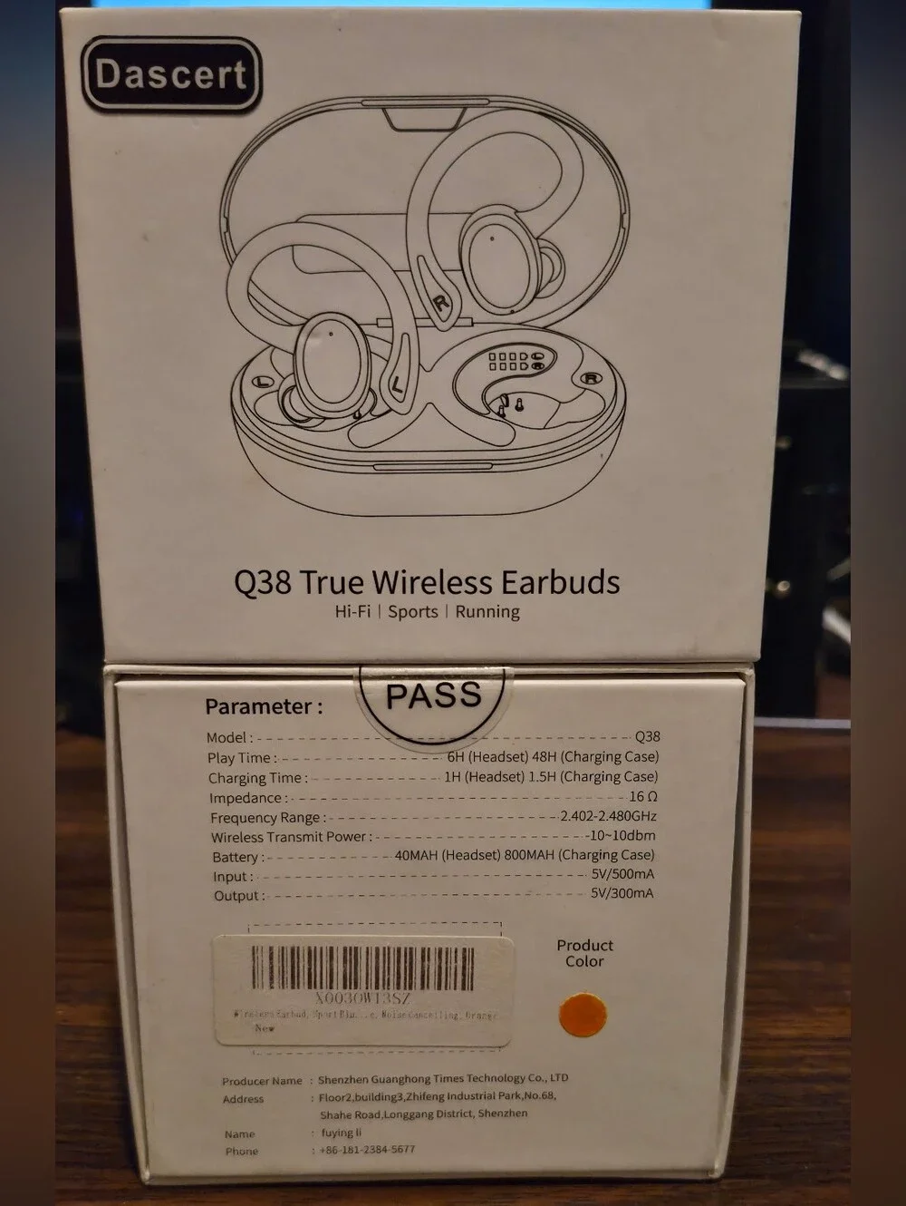 Dascert Q38 True Wireless Earbuds - Yellow/Black - NIB